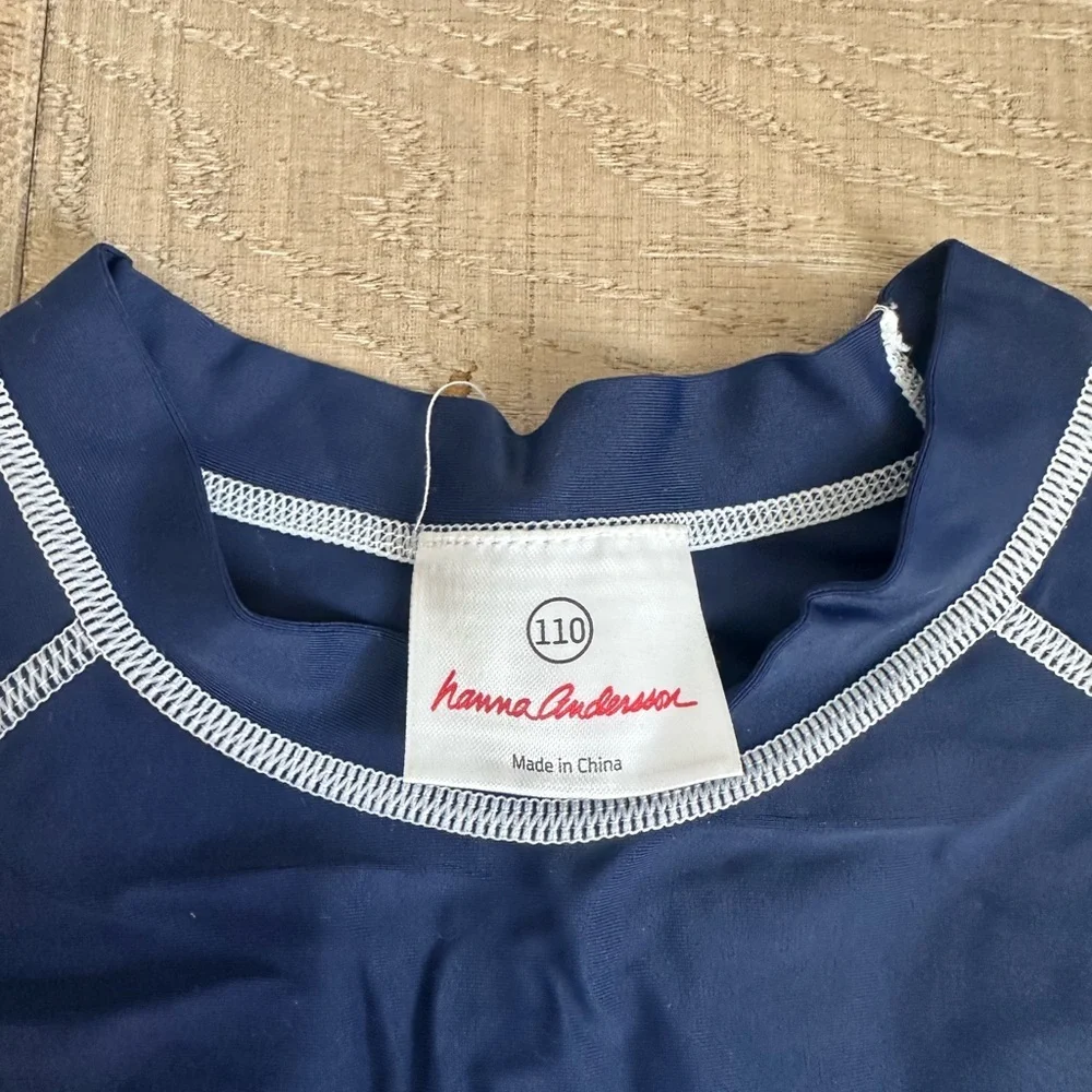 Hanna Andersson Navy and White Long Sleeve Swim Top
